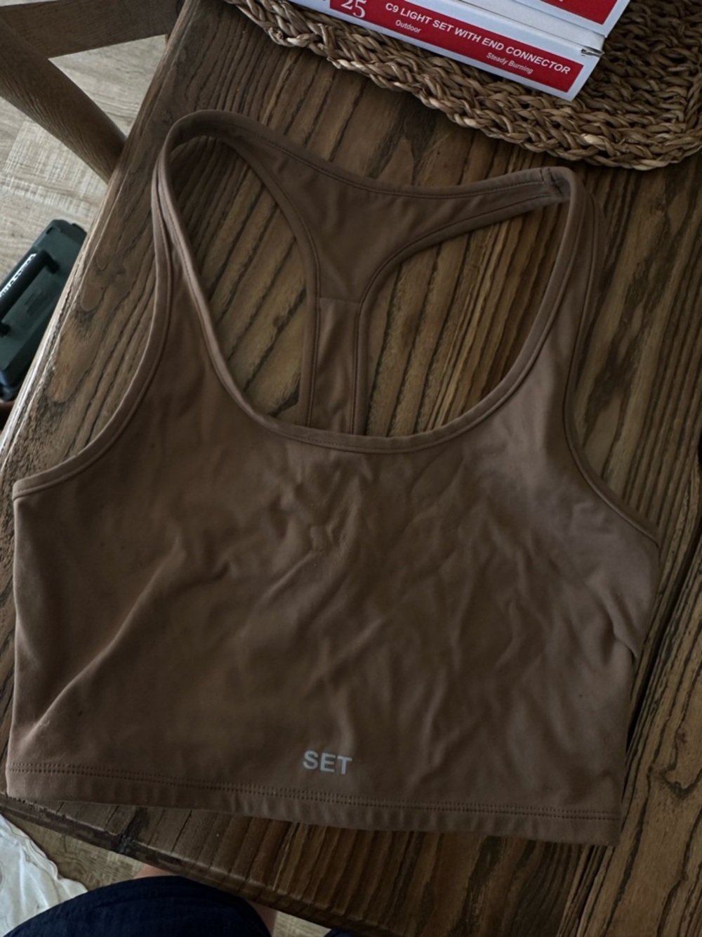 SET Active Brown Racerback Sports Bra Crop